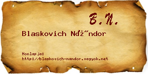 Blaskovich Nándor névjegykártya